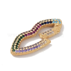 Rack Plating Brass Micro Pave Cubic Zirconia Twister Clasps&nbsp;KK-NH0002-17G-02