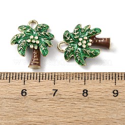 合金エナメルチャーム  ラックめっき  ココナッツツリーチャーム  ゴールドカラー  グリーン  18x15x5mm  穴：3mm&nbsp;ENAM-K076-19