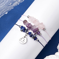 3Pcs Constellations Adjustable Nylon Cord Braided Bead Bracelets for Women Men&nbsp;BJEW-JB11325-07