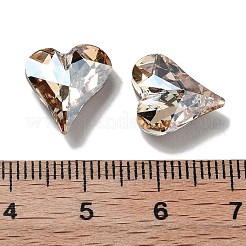 K9ガラスラインストーンカボション  尖ったバック＆バックメッキ  ハート  黄金の影  13x12x5mm&nbsp;GLAA-H034-01B-001GS