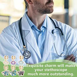 12Pcs 6 Style Alloy Enamel Stethoscope Pendant Decorations&nbsp;HJEW-OC00170