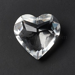 クリアガラスペンダント  シャンデリアクリスタル吊り下げペンダント用  多面カット  ハート  透明  44x45.5x25mm  穴：1.4mm&nbsp;GLAA-F118-07
