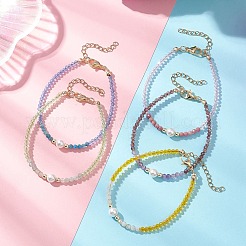 天然・合成混合宝石、貝パールビーズ、ガラスビーズブレスレット（女性用）  ラウンド  7.20インチ（18.3cm）&nbsp;BJEW-JB13078