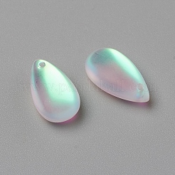 ガラスチャーム  艶消し  ティアドロップ  ミックスカラー  15.5x8.8x5.5mm  穴：1mm&nbsp;X-RGLA-L024-C-LM