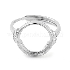 Flat Round Adjustable 925 Sterling Silver Ring Components&nbsp;STER-G042-07P