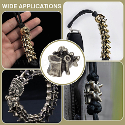 4Pcs Outdoor EDC Tool Brass Parachute Rope European Beads&nbsp;FIND-FG0003-74AS