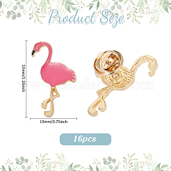 16Pcs Flamingo Shape Enamel Pins&nbsp;JEWB-PH0001-71