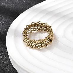 女性用304ステンレススチールオープンカフリング5個  波  イオンプレーティング（ip）  18KGP本金メッキ  4.5~12mm  17~17.5mm&nbsp;RJEW-K313-02G