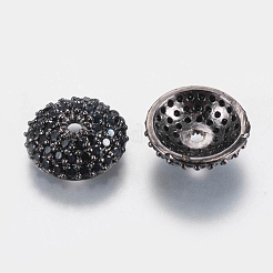 Brass Micro Pave Cubic Zirconia Bead Cap&nbsp;ZIRC-E138-04B