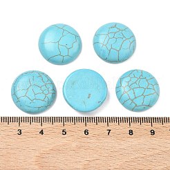 クラフトパーツ染め加工合成ターコイズフラットバックドームカボション  半円  ダークシアン  20x7mm&nbsp;X-TURQ-S266-20mm-01