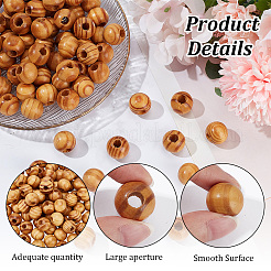 120Pcs Pinewood Large Hole European Beads&nbsp;WOOD-OC0003-81B