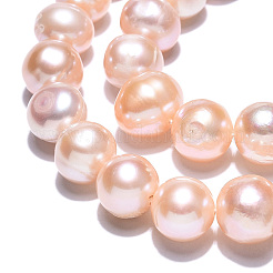 天然養殖淡水パールビーズ連売り  ポテト  桃パフ  11~12x9.5~14mm  穴：0.7mm  約32個/連  13.78~13.98インチ（35~35.5cm）&nbsp;PEAR-N013-10C