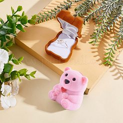 クマ型プラスチック植毛ボックス 2色 2個  中にマット付き  ピアス用  リング  ネックレス収納  ミックスカラー  5.3~5.5x4.4~4.6x3.7~3.8cm  1pc /カラー&nbsp;CON-GF0001-09