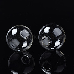 丸型機械式 1 穴吹きガラス球形ボールボトル  スタッドピアスや工芸品用  透明  20x19mm  穴：5mm&nbsp;BLOW-R001-20mm