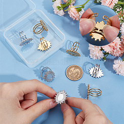 8Pcs 2 Colors 304 Stainless Steel Open Cuff Ring Components&nbsp;STAS-UN0056-94