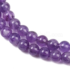 天然石アメジストビーズ連売り  ラウンド  6mm  穴：1mm  約60~65個/連  15.08''（38.3センチメートル）&nbsp;G-A274-C01-6mm-03