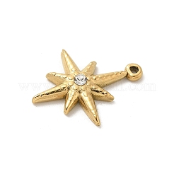 304ステンレススチールラインストーンペンダント  ゴールドカラー  スター  20.5x17.5x3.5mm  穴：1.2mm&nbsp;STAS-I322-33G-01