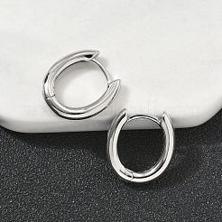 楕円形の真鍮フープピアス  プラチナメッキ  14x13x2.5mm&nbsp;EJEW-D320-09P