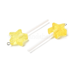 樹脂チャーム  プラチナトーンの鉄ループ付き  スターロリポップチャーム  ミックスカラー  59x20x7mm  穴：1.8mm&nbsp;RESI-K024-01