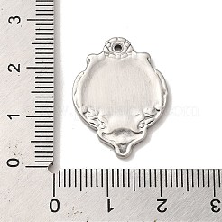 変色しない304ステンレススチールペンダント  女性の魅力を持つ盾  ステンレス鋼色  25x18x1.5mm  穴：1.5mm&nbsp;STAS-L022-254