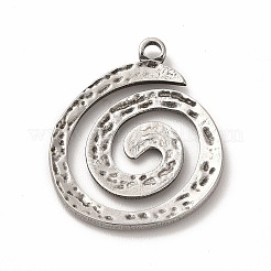 変色しない304ステンレススチールペンダント  渦  ステンレス鋼色  23x19.5x2mm  穴：1.6mm&nbsp;X-STAS-P322-11P