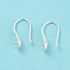 925純銀フープピアスパーツ  片穴バロックパールビーズ用  銀  16.5x5mm  ピン：0.8mm&nbsp;STER-H107-12S