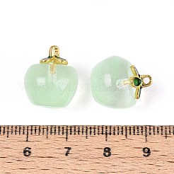 透明なガラスのリンゴのペンダント  エナメル  焼き付け塗料  ミディアムアクアマリン  15.5x14x14mm  穴：1.2mm&nbsp;DGLA-E004-16L