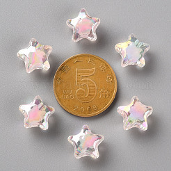 透明なアクリルビーズ  二層ビーズ  ABカラー  多面カット  スター  ピンク  10.5x11x7mm  穴：2mm  約1280個/500g&nbsp;TACR-S152-01B-SS2112