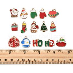 15個 15スタイル クリスマステーマ 合金エナメルペンダント  ゴールドカラー  混合図形  13.5~21x12~21x1.5mm  穴：1.6~2mm  1個/スタイル&nbsp;ENAM-FS0003-97