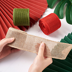 3 Rolls 3 Colors Polyester Imitation Linen Wrapping Ribbon&nbsp;OCOR-YS0001-02A