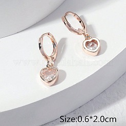 Heart Brass Clear Cubic Zirconia Hoop Earrings&nbsp;FS-WGFA497-01