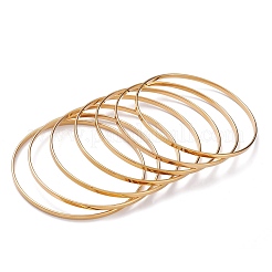 7Pcs Women's Simple Fashion PVD Vacuum Plating 201 Stainless Steel Stackable Bangles&nbsp;BJEW-O182-06G-1