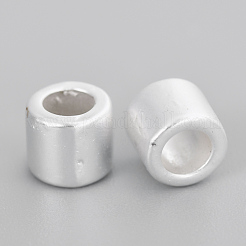 合金のスペーサービーズ  マットなスタイル  コラム  カドミウムフリー＆鉛フリー  925銀メッキ  5x4.5mm  穴：3mm&nbsp;PALLOY-Q357-99MS-RS