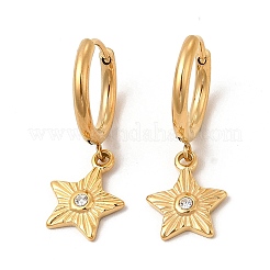 Crystal Rhinestone Star Dangle Hoop Earring & Moon Pendant Nacklace&nbsp;SJEW-P002-07G