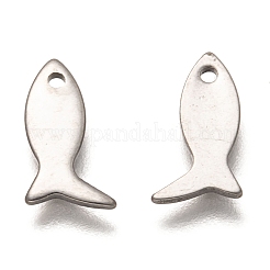 変色しない304ステンレススチールチャーム  魚  ステンレス鋼色  11.5x6.5x1mm  穴：1.2mm&nbsp;STAS-H136-04P
