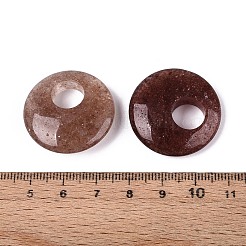 天然イチゴクォーツペンダント  フラットラウンドのチャーム  27.5~28.5x6.5~9mm  穴：9.5~10mm&nbsp;G-T144-42B
