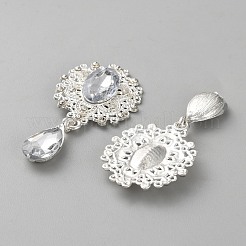 合金ラインストーンカボション  楕円形と涙  クリスタル  48x25.5x5.5mm&nbsp;FIND-WH0148-380A
