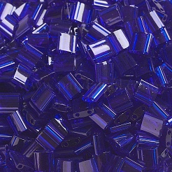 MIYUKIティラビーズ  日本製シードビーズ  2穴  （tl151)透明コバルト  5x5x1.9mm  穴：0.8mm  約590個/50g&nbsp;SEED-X0054-TL151