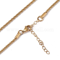 イオンプレーティング(IP) 304 ステンレススチール ボーンロープチェーンネックレス 女性用  ゴールドカラー  18.15インチ（46.1cm）  ワイド：2.3mm&nbsp;NJEW-I121-01B-G