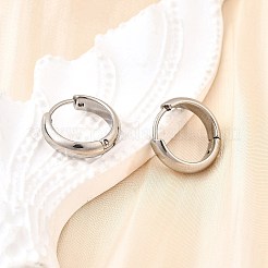 304ステンレススチールフープピアス  ツートンリング  ステンレス鋼色  16x4mm&nbsp;EJEW-Z123-01B-P