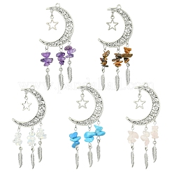 10Pcs 5 Colors Tibetan Style Alloy with Mixed Stone Chip Big Pendants&nbsp;PALLOY-CJ00159