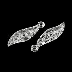 透明なアクリルパーツ  葉のチャーム  透明  40.5x12x5mm  穴：3mm  約495個/500g&nbsp;TACR-G048-23