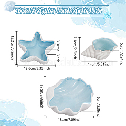 3Pcs 3 Styles Ocean-themed Ceramic Jewelry Plate&nbsp;AJEW-NB0007-92