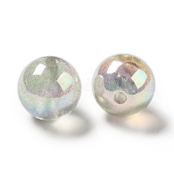 UVメッキ透明レインボー虹色アクリルビーズ  キラキラビーズ  ラウンド  銀  15.5~16x15.5mm  穴：2.6~2.7mm&nbsp;OACR-D010-01F