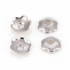 6-花びら鉄ビーズキャップ  花  プラチナ  3.5x0.1mm  穴：1mm  約357個/5g&nbsp;X-IFIN-F152-02P