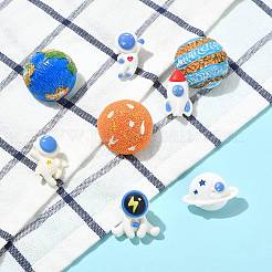8Pcs 8 Styles Space Astronaut Theme Resin Lapel Pins for Backpack Clothes&nbsp;JEWB-CJ0003-49