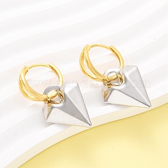 ツートンハート真鍮フープピアス  カドミウムフリー＆鉛フリー  ラックめっき  長持ちメッキ  プラチナ·ゴールデン  40.5x20mm&nbsp;EJEW-D322-12GP-02A