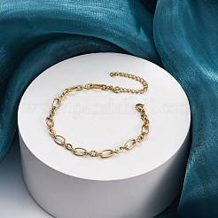 304ステンレススチールリンクブレスレット  女性用アズキチェーンジュエリー  14KGP本金メッキ  7インチ（17.8cm）&nbsp;BJEW-K265-02G