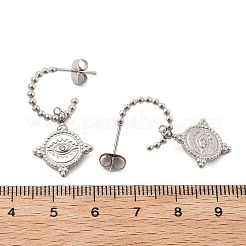 304ステンレススチールダングルスタッドピアス  ラインストーン付き  目  ステンレス鋼色  29x15.5mm&nbsp;EJEW-F354-03P
