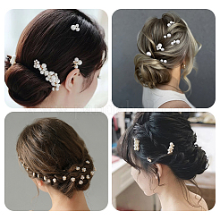 Copper Wire and ABS Imitation Pearl Hair Combs Sets for Women Girls&nbsp;OHAR-CY0001-20